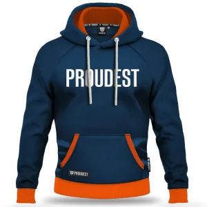 BLUZA KANGURKA BIG LOGO DARK BLUE ORANGE EDITION-Proudest Outlet