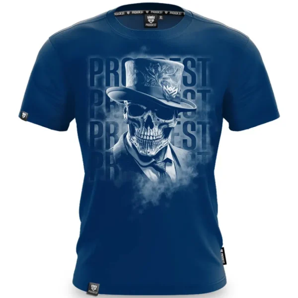 Koszulka bawełniana Gentleman Skull Dark Blue-Proudest Clearance