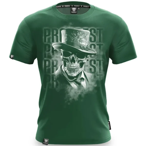 Koszulka bawełniana Gentleman Skull Dark Green-Proudest Outlet