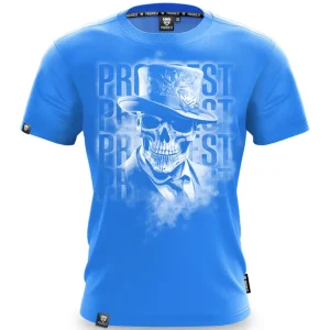 Koszulka bawełniana Gentleman Skull Blue-Proudest Discount