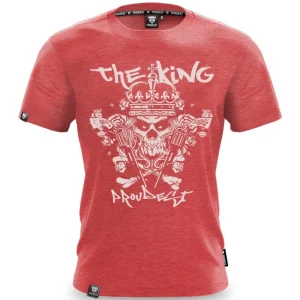 Koszulka bawełniana THE KING red melange-Proudest Discount