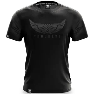 Koszulka bawełniana Wings All Black-Proudest Hot