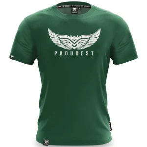 Koszulka bawełniana Wings Dark Green-Proudest Fashion