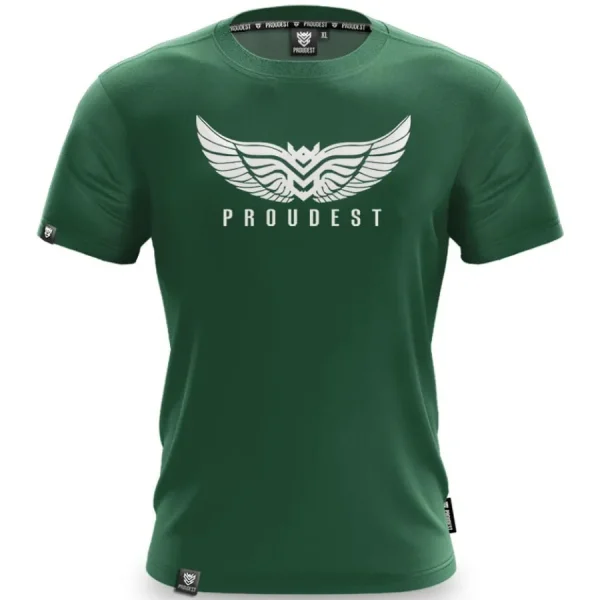 Koszulka bawełniana Wings Dark Green-Proudest Fashion