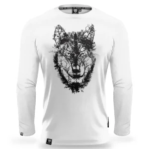 Longsleeve DEEP FOREST WOLF white-Proudest Fashion