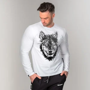 Longsleeve DEEP FOREST WOLF white-Proudest Fashion